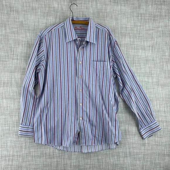 Alan Flusser Shirt Long Sleeve Button Down Mens XL striped 0200 - Picture 1 of 7